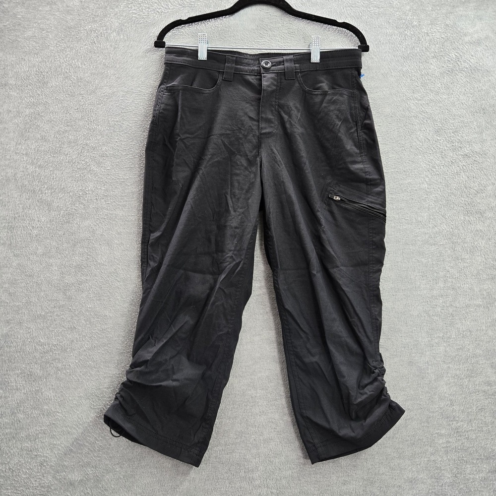 Eddie Bauer Women Activewear Pants 8 Black Capri Nylon Spandex Hiking 20" Inseam